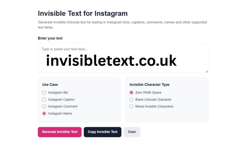 Invisible Text for Instagram
