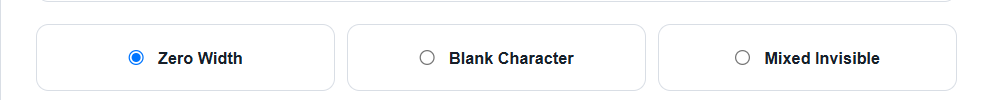Select an Invisible Character Type